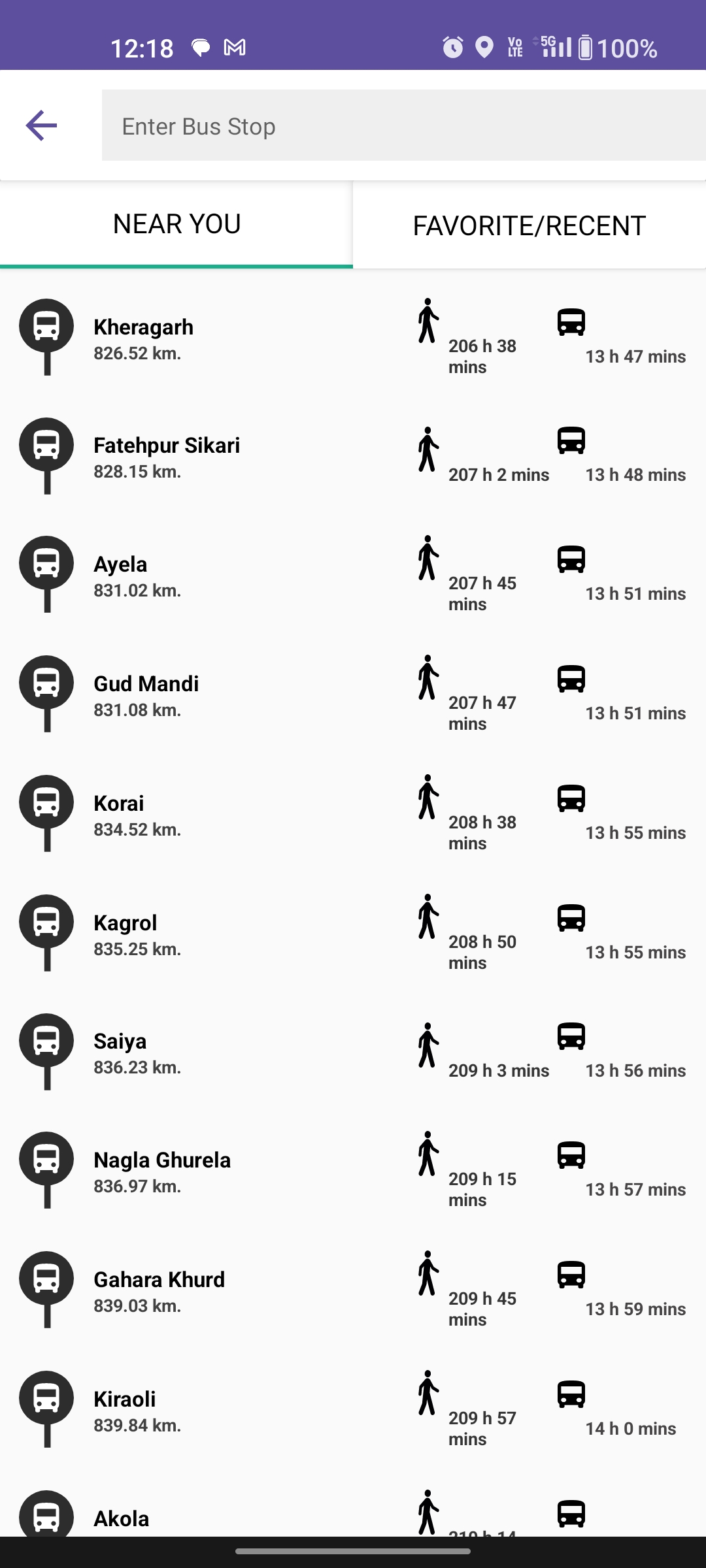 Bus Stop List
